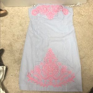 Lily Pulitzer dress seer sucker strapless